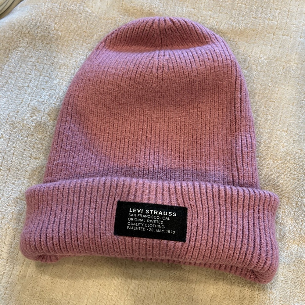 Levi's Pink Knit Beanie Hat